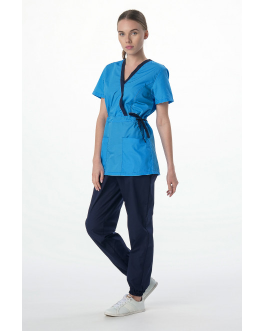 Костюм женский Симпл-001 (тк.Смесовая,120) MedLine, т.синий/ярко-голубой 87487603-3