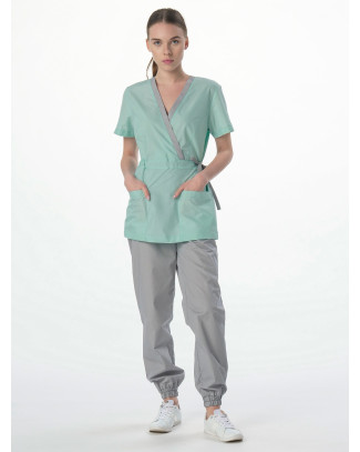 Костюм женский Симпл-001 (тк.Смесовая,120) MedLine, серый/мятный-74 Костюм женский Симпл-001 (тк.Смесовая,120) MedLine, серый/мятный-74