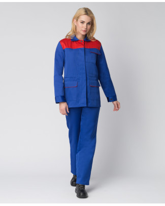 Костюм женский Передовик NEW (тк.Смесовая,210) брюки, васильковый/красный Костюм женский Передовик NEW (тк.Смесовая,210) брюки, васильковый/красный