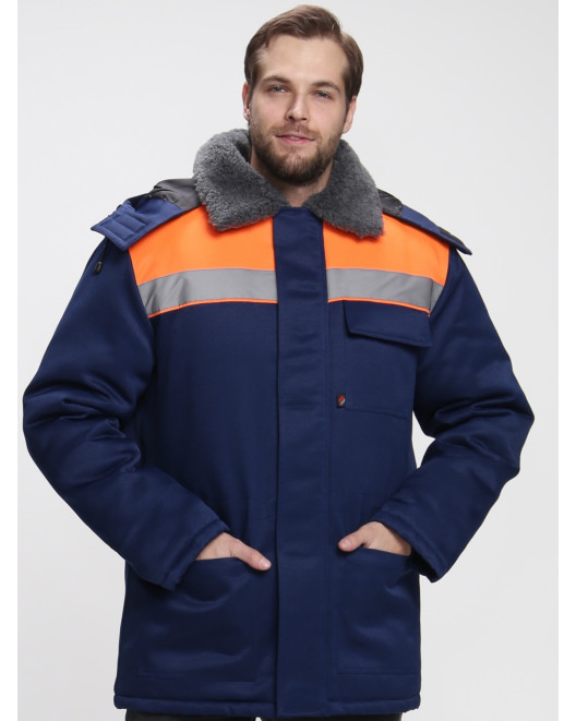 Куртка зимняя Бригада NEW (тк.Смесовая,210), т.синий/оранжевый 87466427
