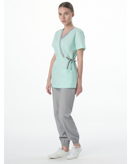 Костюм женский Симпл-001 (тк.Смесовая,120) MedLine, серый/мятный 87468197-10