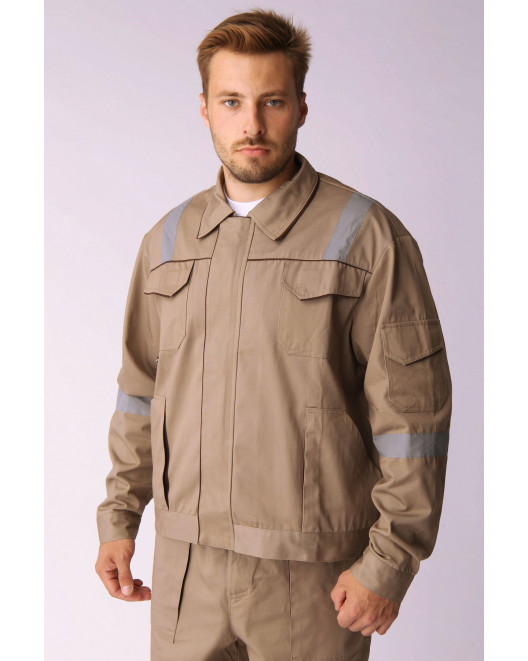 Костюм Респект (тк.Саржа,250) брюки, бежевый/коричневый 87474742-3