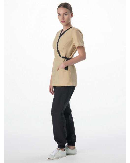 Костюм женский Симпл-001 (тк.Смесовая,120) MedLine, черный/бежевый 87468137-5