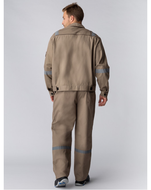 Костюм Респект (тк.Саржа,250) брюки, бежевый/коричневый 87474742-1