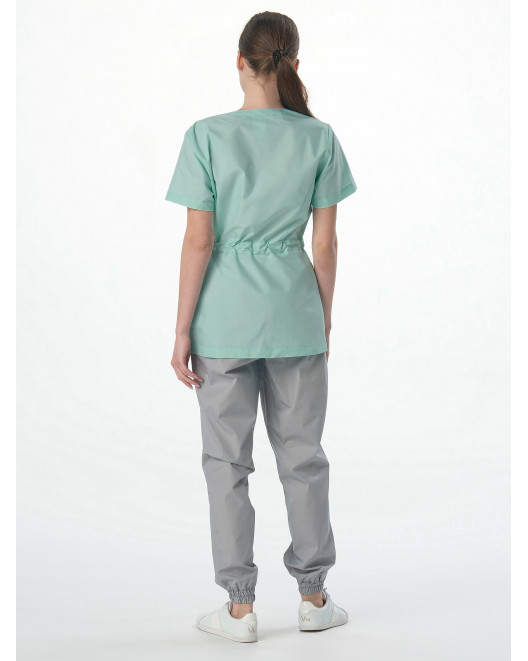 Костюм женский Симпл-001 (тк.Смесовая,120) MedLine, серый/мятный-74 87487095-1