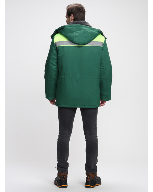 Куртка зимняя Бригада NEW (тк.Смесовая,210), зеленый/лимонный 87487711-7