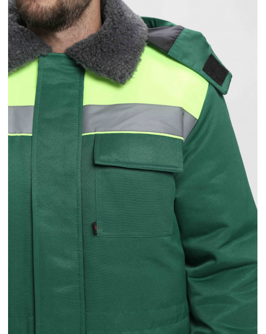 Куртка зимняя Бригада NEW (тк.Смесовая,210), зеленый/лимонный 87487711-6