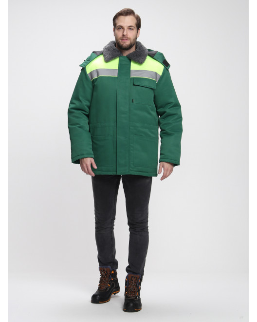 Куртка зимняя Бригада NEW (тк.Смесовая,210), зеленый/лимонный 87487711-1